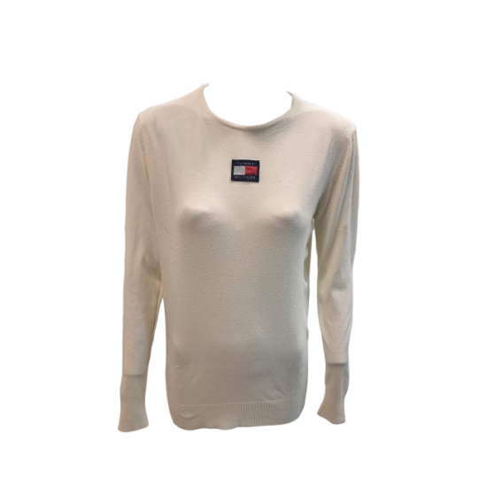 TOMMY HILFIGER ΠΛΕΚΤΗ ΜΠΛΟΥΖΑ ΛΕΥΚΟ TOMMY HILFIGER ΠΛΕΚΤΗ ΜΠΛΟΥΖΑ ΛΕΥΚΟ