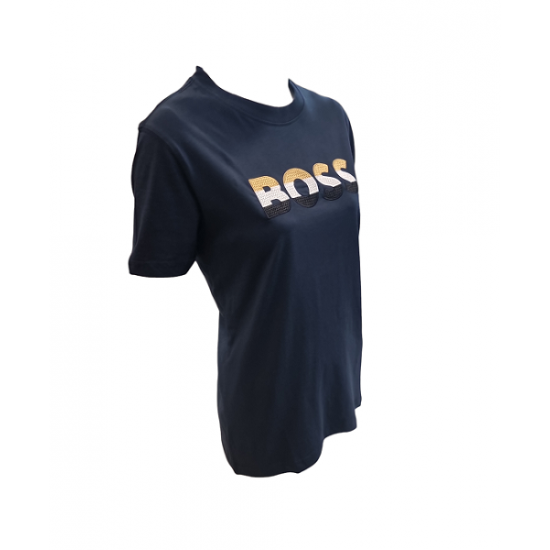 Βαμβακερό μπλουζάκι BOSS ΜΑΥΡΟ UNISEX Βαμβακερό μπλουζάκι BOSS ΜΑΥΡΟ UNISEX